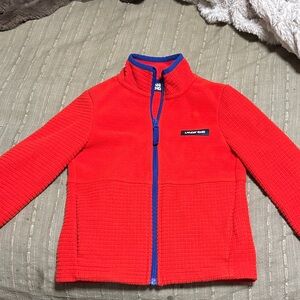 Lands' End Kids Orange Fleece Jacket with Blue Trim